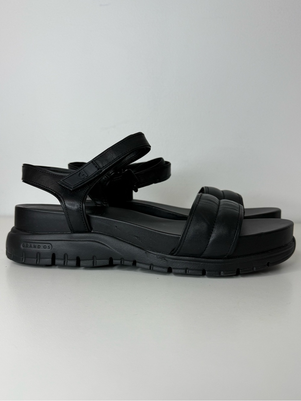 Cole Haan ZeroGrand Ankle Strap Sandal Sporty Black Leather Women’s 9